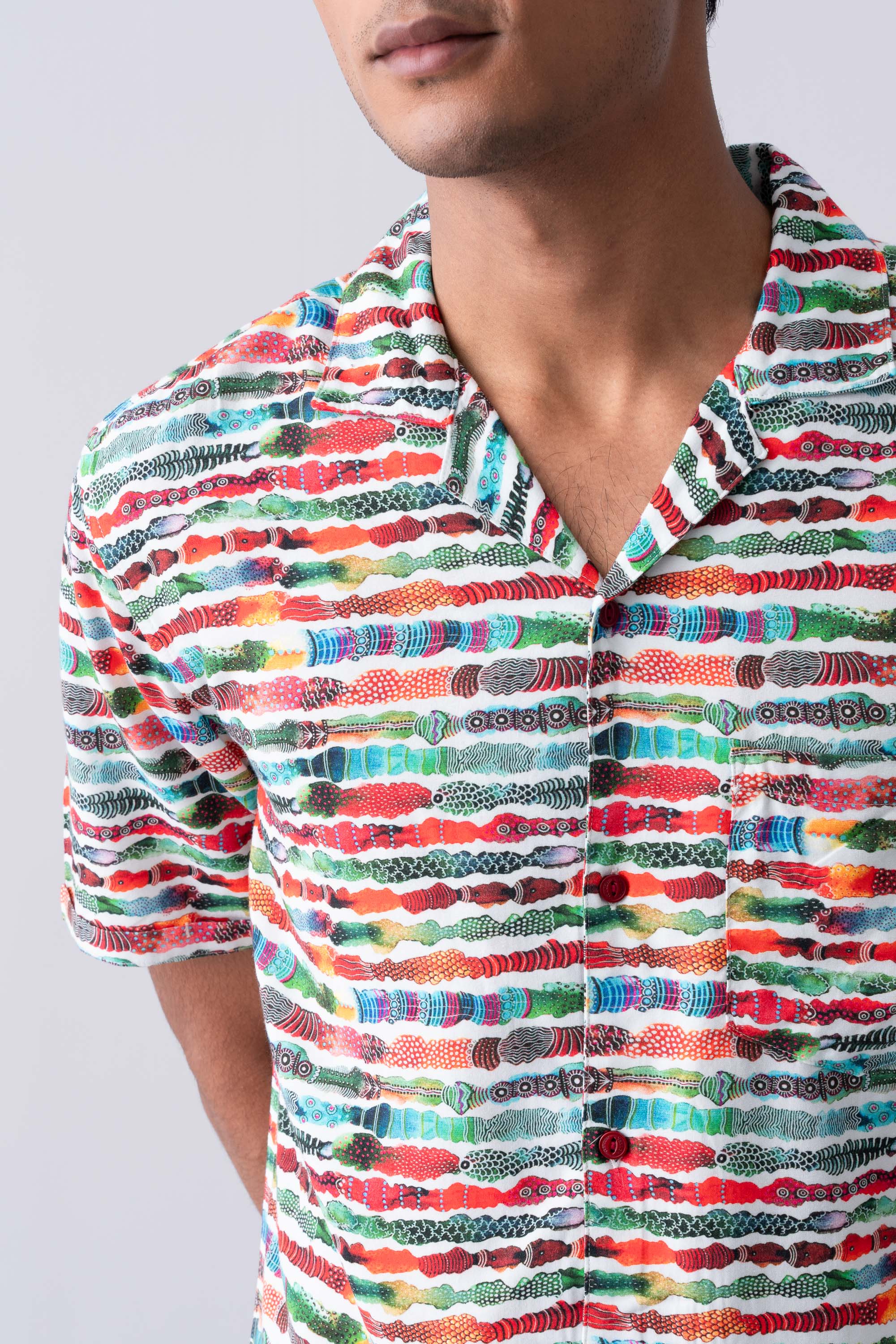 Slim Fit Printed Casual Shirt with Lapel Collar image 1