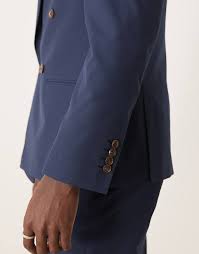 ASOS DESIGN double breasted slim suit jacket in navy image 1