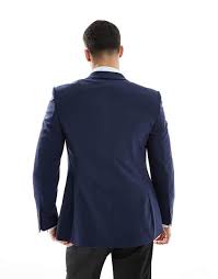 ASOS DESIGN double breasted slim suit jacket in navy image 2