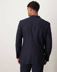 ASOS DESIGN double breasted slim suit jacket in navy image 3