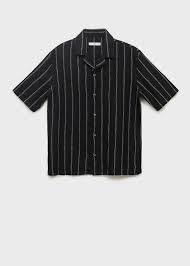 Mango linen shirt in black stripe