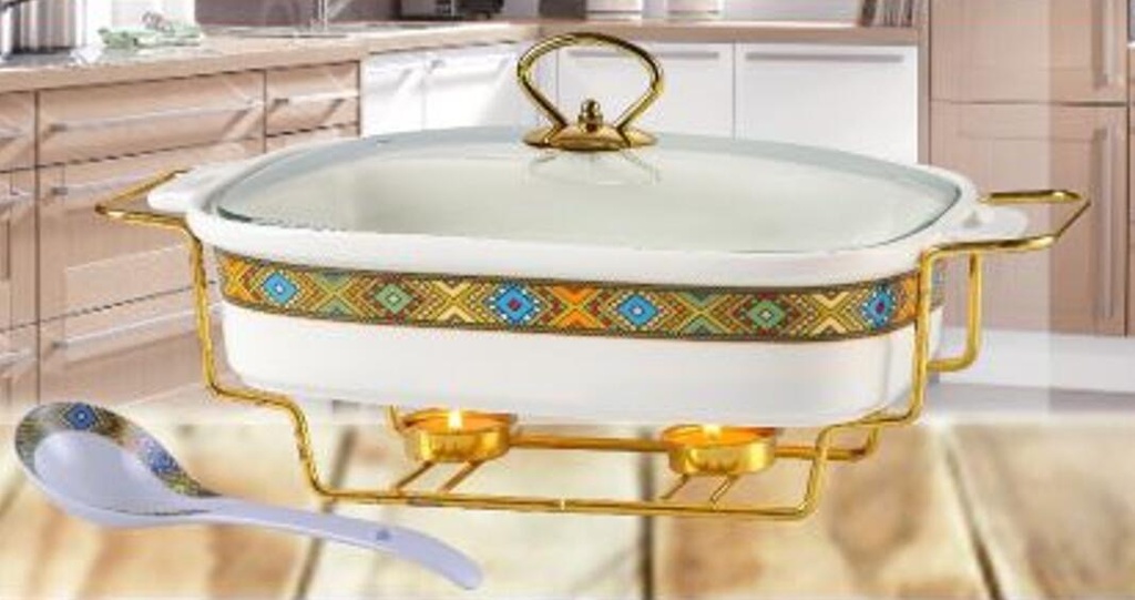 15" Rectangle Food Warmer & Spoon (Large Telet)