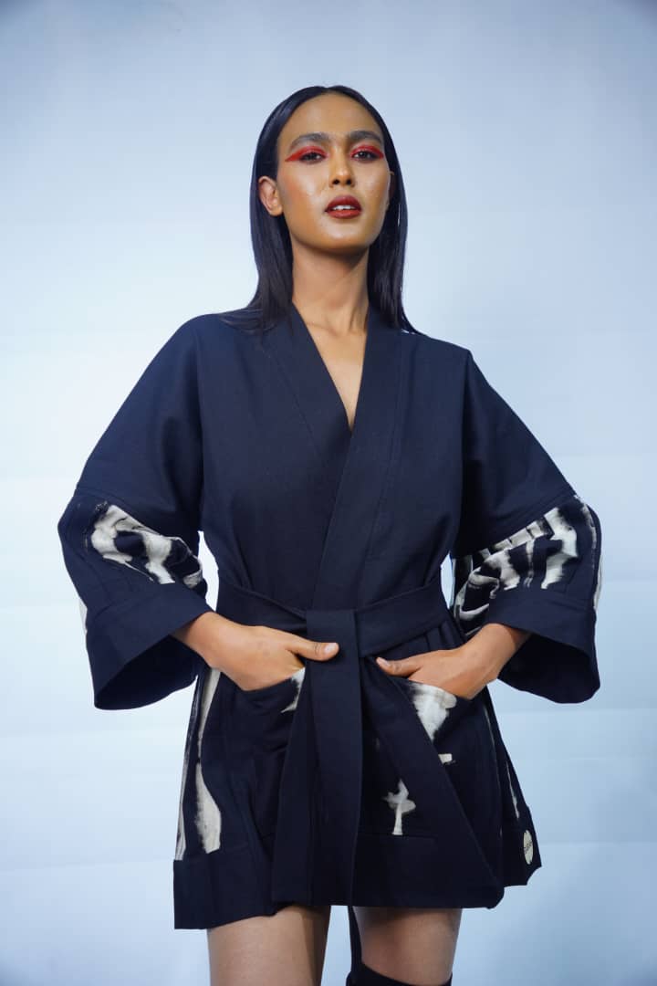 Bleached Denim – Ebony Kimono Coat Dress