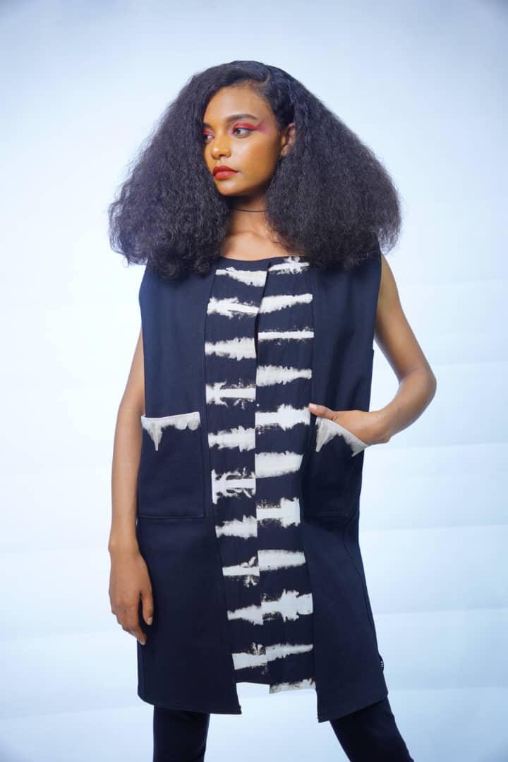 Bleached Denim – Ebony Mini Kimono Dress