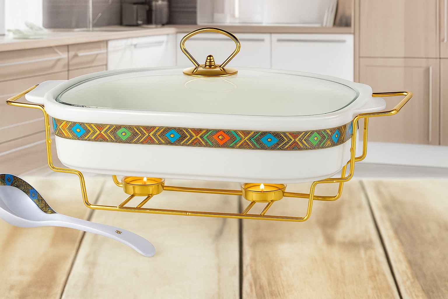 15" Rectangle Food Warmer & Spoon 