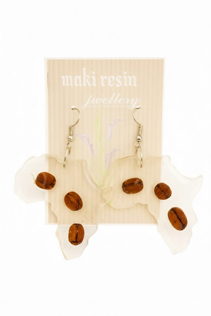 African  Map  Coffee  Beans  Earring 