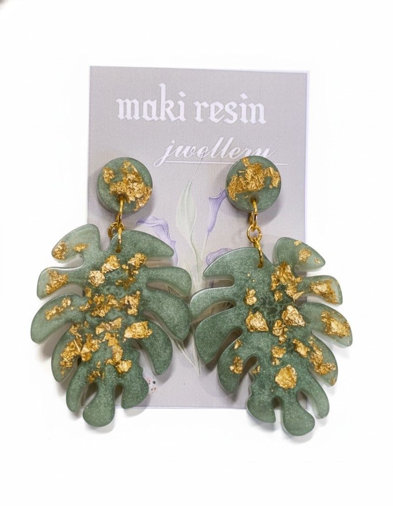 Monstera  Leaf  Shaped  Earrings 